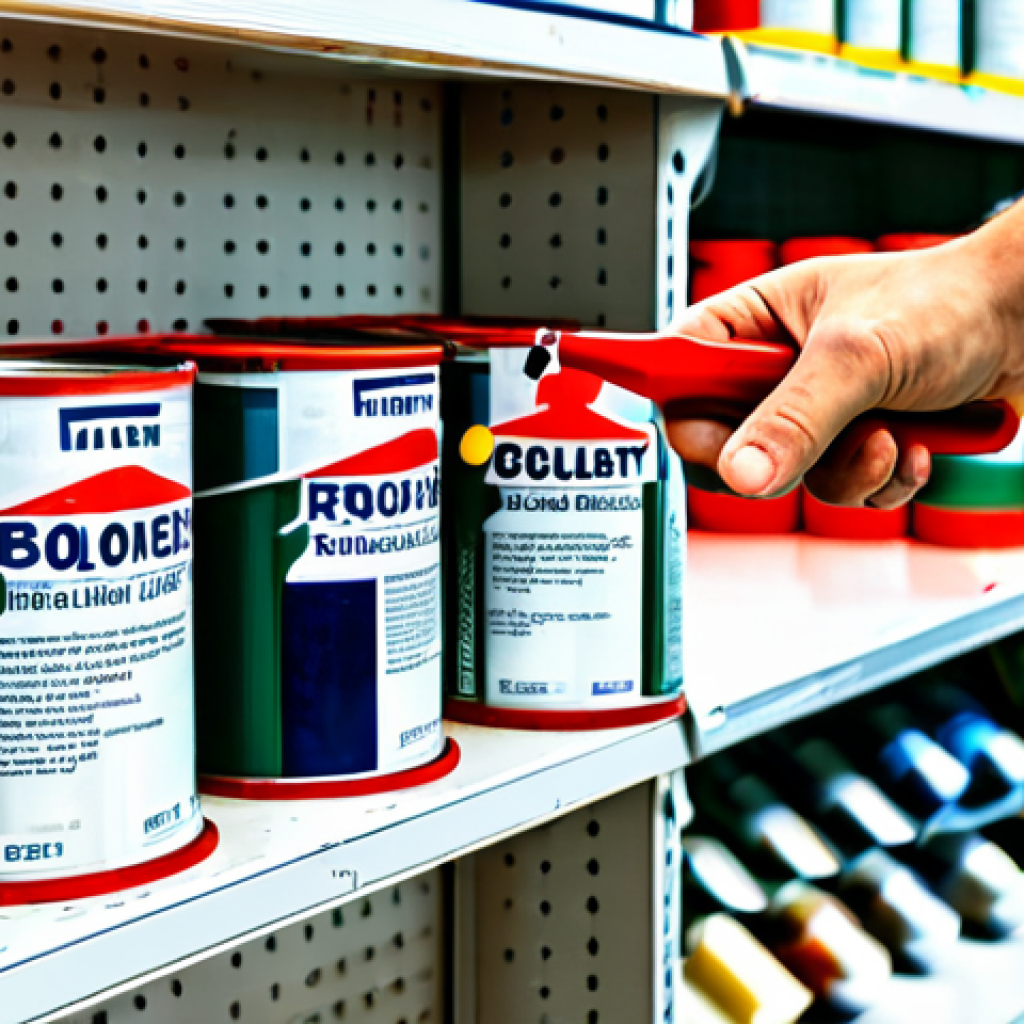 Comparing Paint Costs**
A brightly lit image showcasing different paint cans (Dispersionsfarbe, Latexfarbe) on a table, alongside paint rollers and brushes. A hand is pointing towards a price tag on the Latexfarbe. Background shows a tidy, well-organized DIY store shelf. Focus on showcasing the price differences. Fully clothed person. Safe for work. Appropriate content. Professional quality. Natural colors. Modest lighting. perfect anatomy.
**