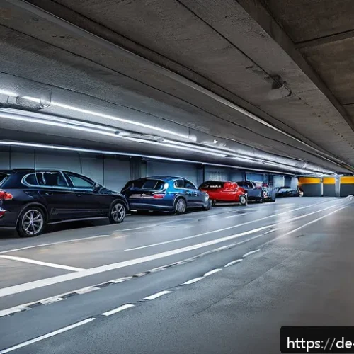 지하주차장 배수 문제 해결 - A modern underground parking garage in Germany featuring an advanced drainage