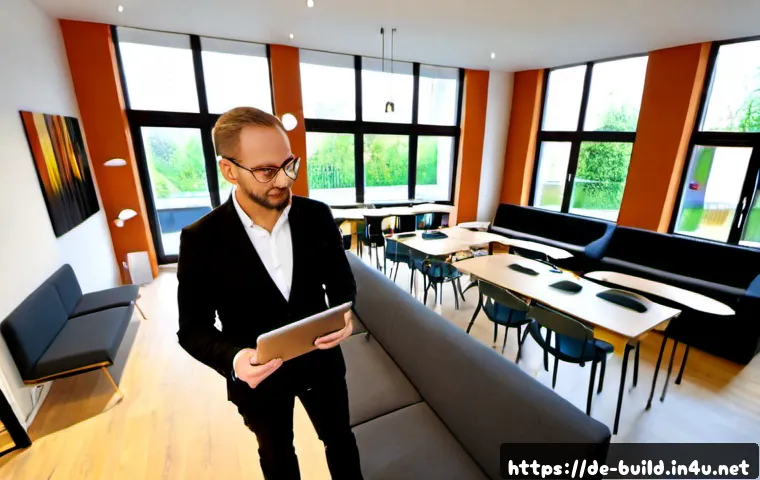 Home 17 건물 내 커뮤니티 룸 관리 - Photorealistic modern apartment building community room in Germany, a professional facility manager ...